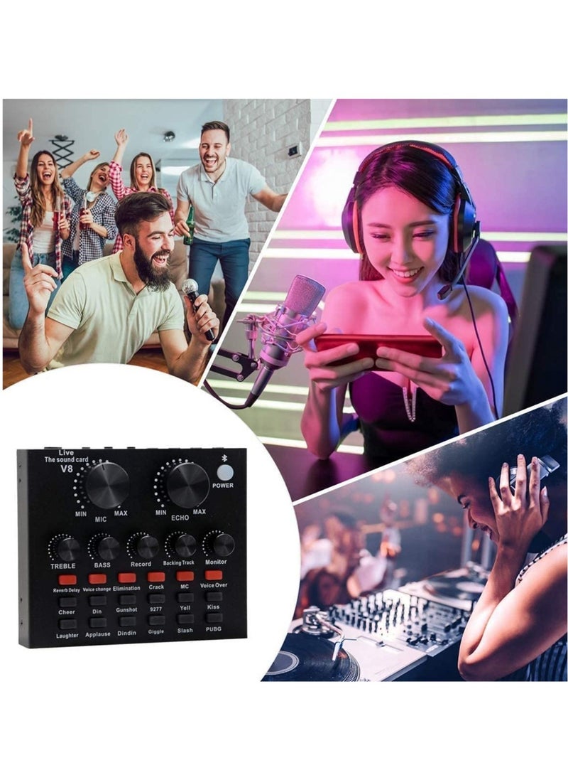 ELTRAZONE Microphone,Live Sound Card & BM800 Suspension Microphone Kit Broadcasting Recording Condenser Microphone Set Intelligent Volume Audio Mixer Sound Card for Computer PC Live Sound - Image 3