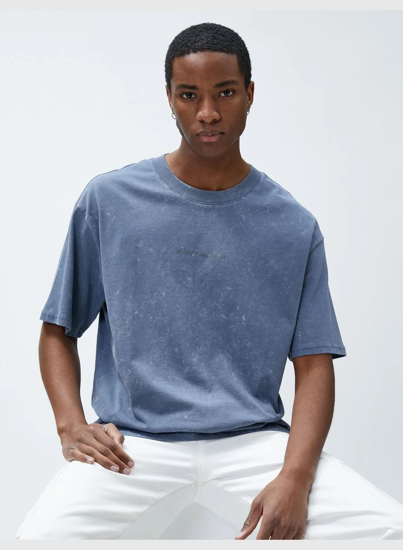 كوتون Oversized T-Shirt Psychedelic Printed Slogan Detailed Crew Neck Cotton