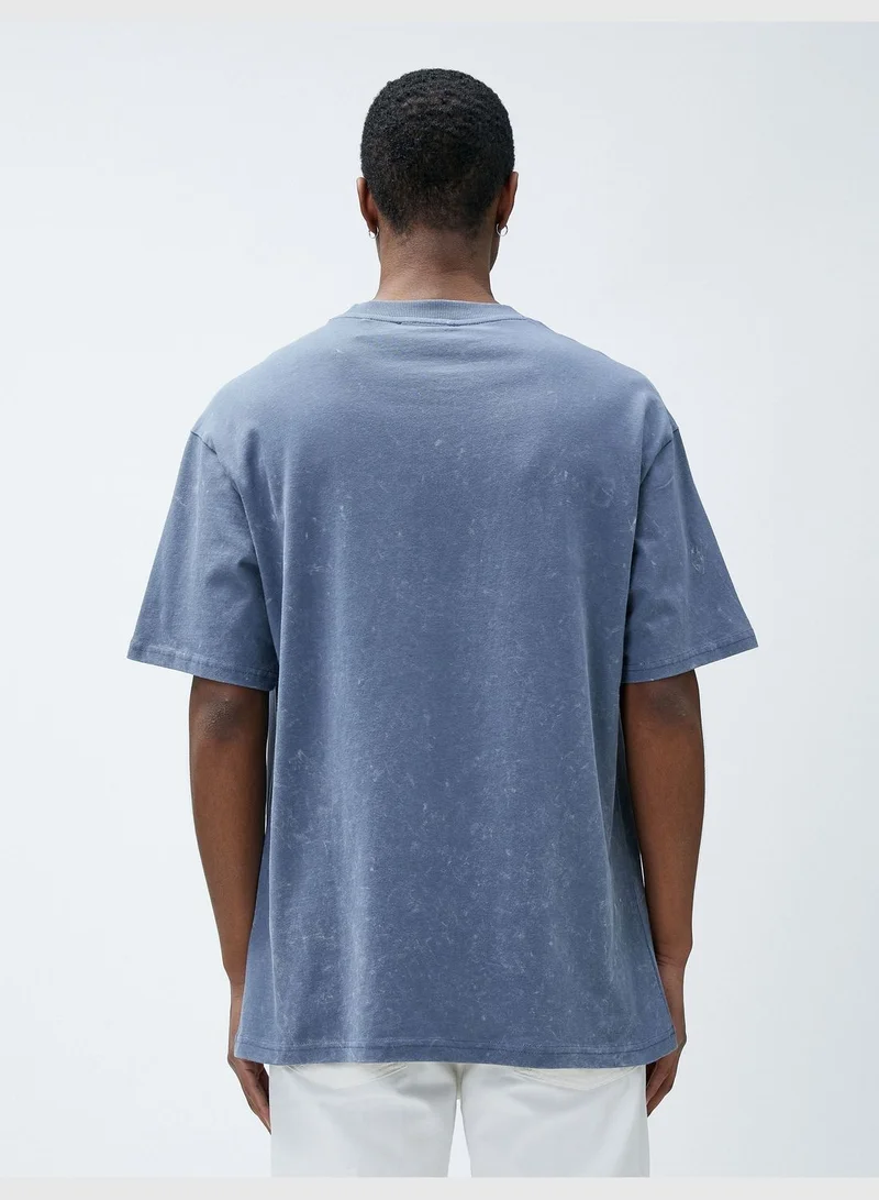 كوتون Oversized T-Shirt Psychedelic Printed Slogan Detailed Crew Neck Cotton