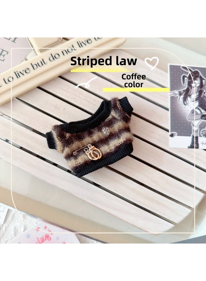 Spot Cotton Doll Clothes 10cm15cm20cm Black Cool Baby Clothes Black And Frost White Sweater Pullover-Specifications:20cm-Color:Striped Laws Coffee Color  - Image 1