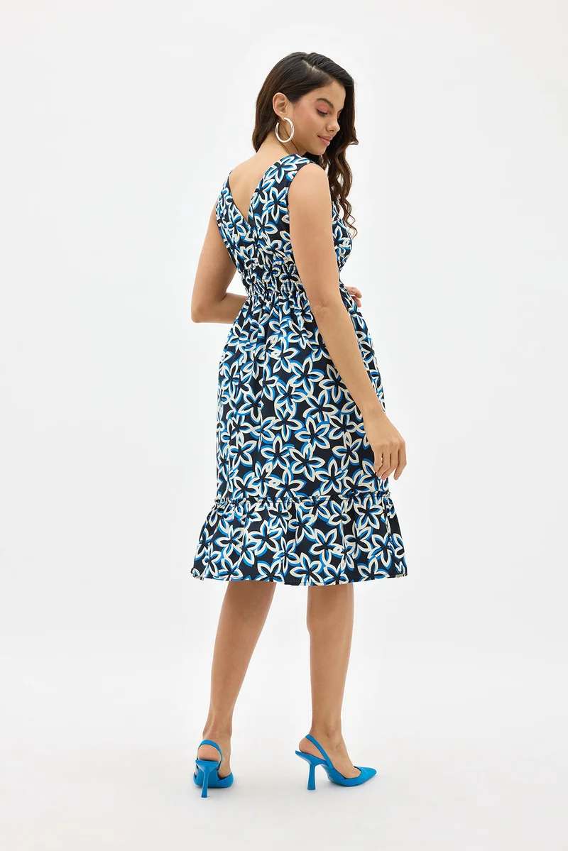 Virgio Cotton Floral Brunchwear Midi Dresses for Women