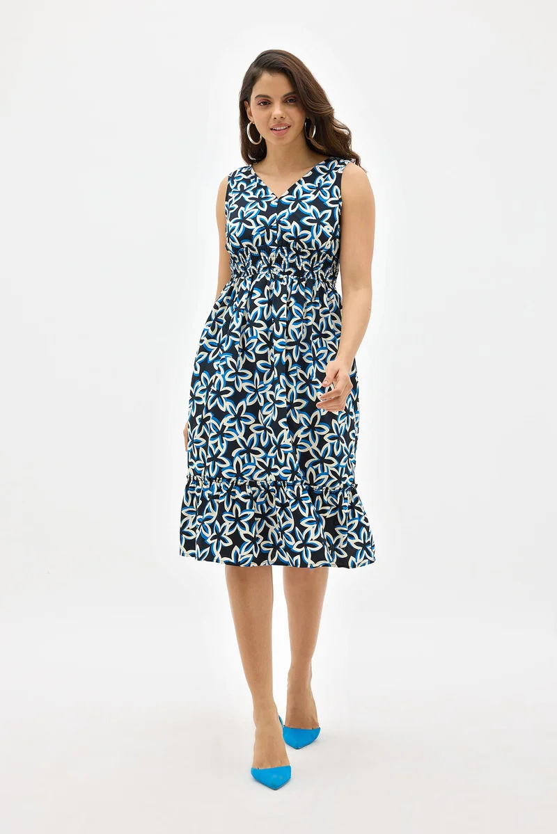 فيرجيو Cotton Floral Brunchwear Midi Dresses for Women