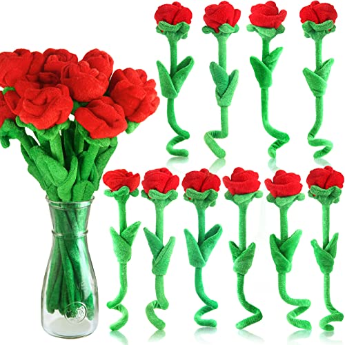 ZJoey 10 Pcs Plush Rose Flower Stuffed Flower Bendable Stems Plush Bouquet Toy Soft Rose Flower 126 Inch for Christmas Classroom 2026 Mothers Day Valentines Day Girl Girlfriend Wife10 Pcs Red Series - Image 1