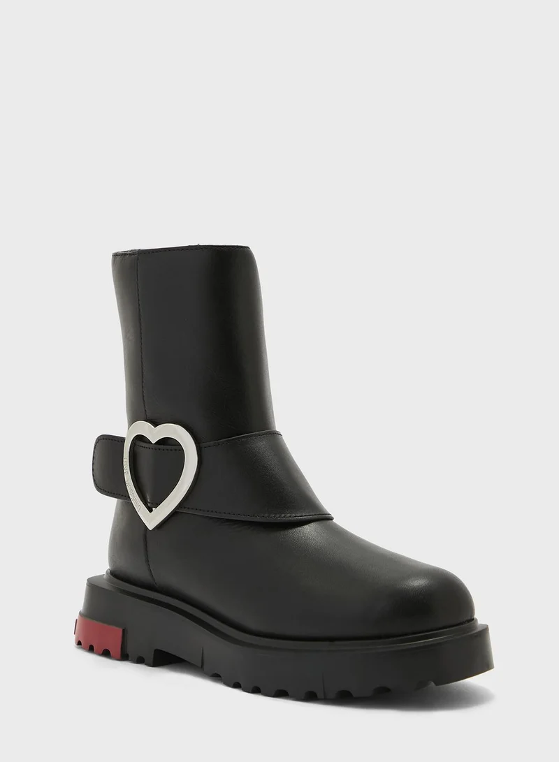 Love Moschino Mid Heel Ankle Boots