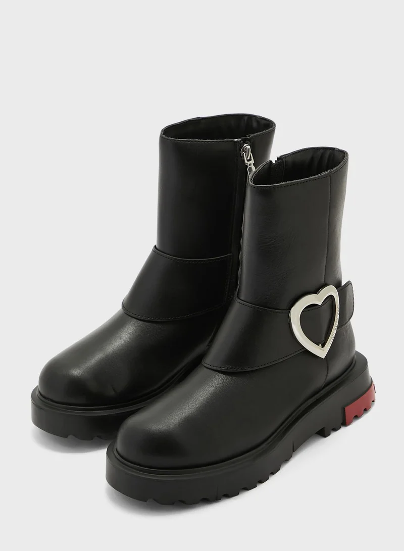 Love Moschino Mid Heel Ankle Boots