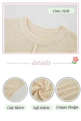 Saodimallsu Womens Summer Tops Casual Crew Neck Cap Sleeve Loose Fit Knit Lightweight Sweater Pullover Top Army Green - Image 4