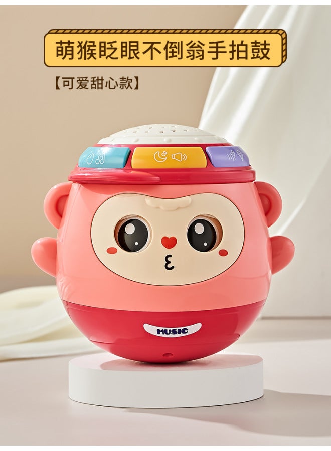 CJ Baby Tumbler Hand Drum Early Education Cute Monkey Music Light Projection Drum Educational Toy - Image 1