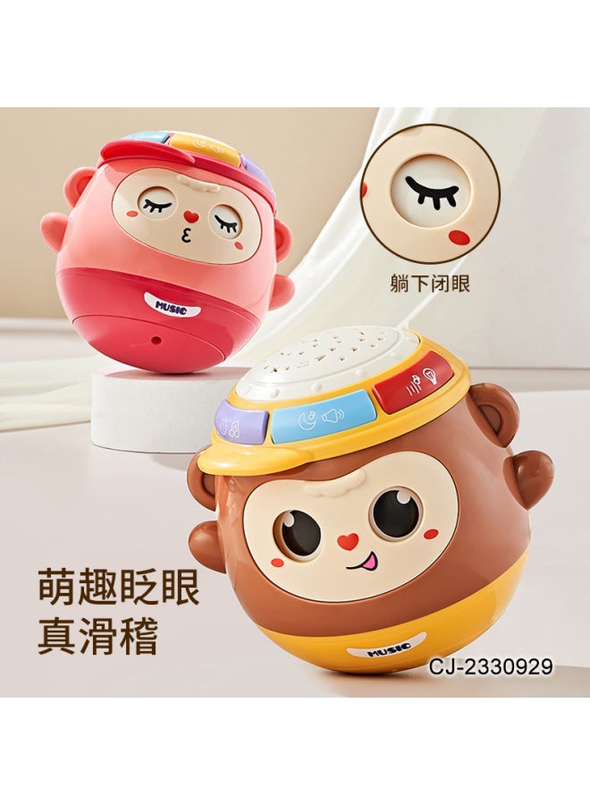 CJ Baby Tumbler Hand Drum Early Education Cute Monkey Music Light Projection Drum Educational Toy - Image 3