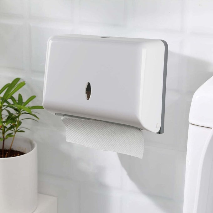TOUCHLESS PAPER TOWEL DISPENSER WALL MOUNT NO DRILLING WATERPROOFDUSTPROOF MULTIFOLD TISSUE HOLDER FOR HOME KITCHEN OFFICE BATHROOM TOILET