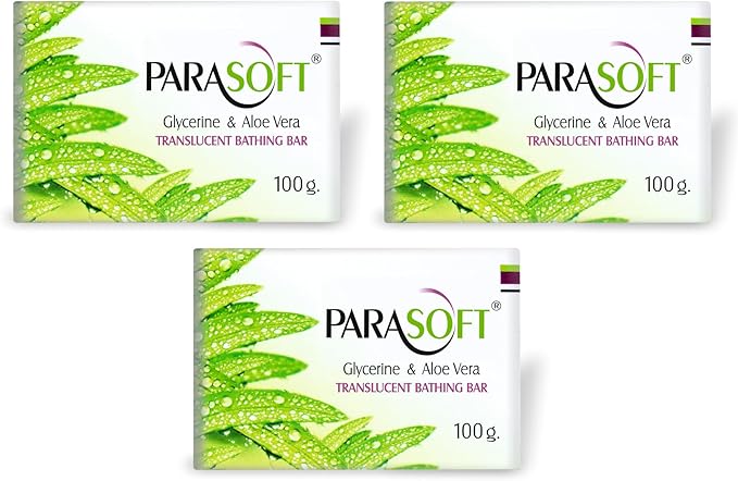 Parasoft Moisturising Cleansing Body Soap For Dry Skin Goodness of Aloe Vera Glycerine Vitamin E Nourishing Daily Bathing Bar For Purification 100 gm Pack of 3 - Image 1