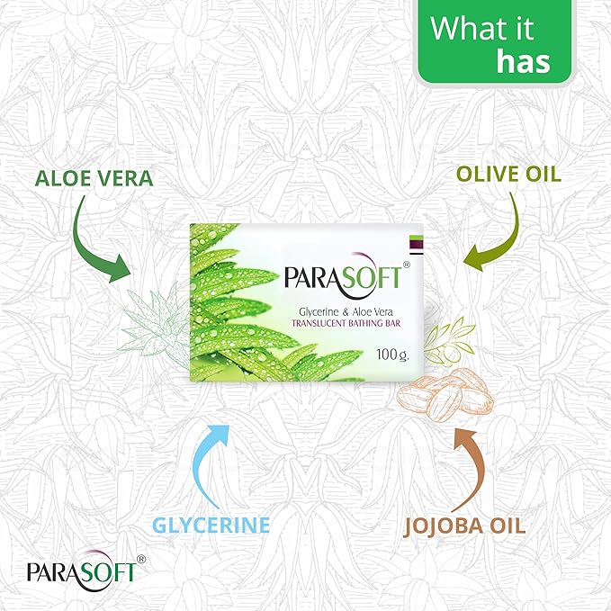Parasoft Moisturising Cleansing Body Soap For Dry Skin Goodness of Aloe Vera Glycerine Vitamin E Nourishing Daily Bathing Bar For Purification 100 gm Pack of 3 - Image 2