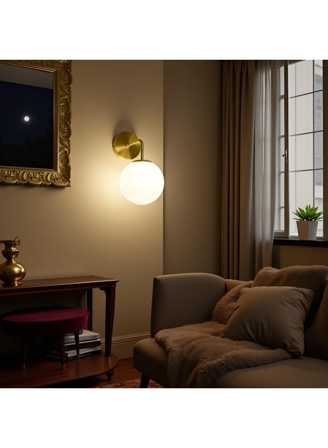 AFN Modern Wall Sconce with Glass Globe Shade | Elegant Wall Light for Bedroom Living Room Hallway | Energy Efficient LED Wall Lamp | Minimal Design Indoor Decorative Lighting Fixture - Image 2