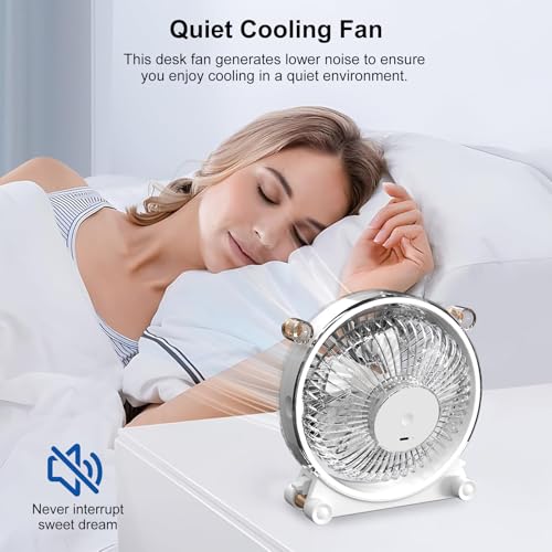 Amsdifio Table Fan Rechargeable, 7.2 Inch High Speed USB Desk Fan, 360° Adjustment for Better Cooling, 3 Speeds, 7 Blades, Portable Powerful Desktop Fan, Small Personal Cooling Fan for Home Office - Image 5