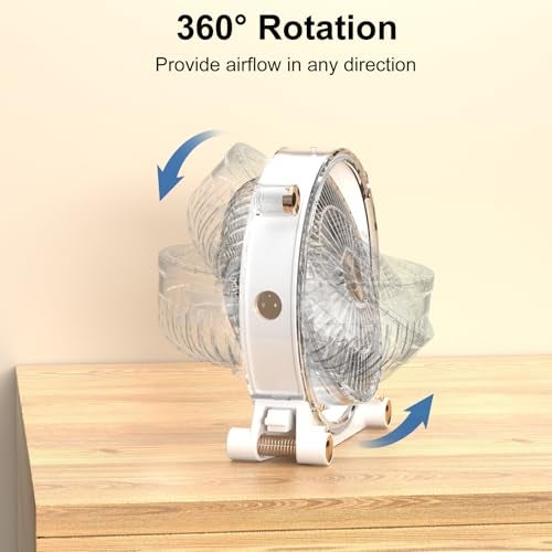 Amsdifio Table Fan Rechargeable, 7.2 Inch High Speed USB Desk Fan, 360° Adjustment for Better Cooling, 3 Speeds, 7 Blades, Portable Powerful Desktop Fan, Small Personal Cooling Fan for Home Office - Image 3