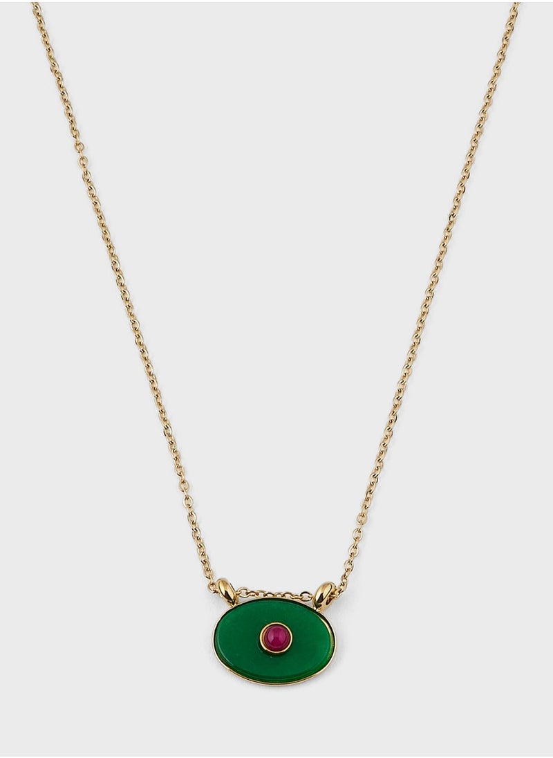 Lady Mauve ANYA NATURAL STONE OVAL EYE PEDANT NECKLACE  - Image 2
