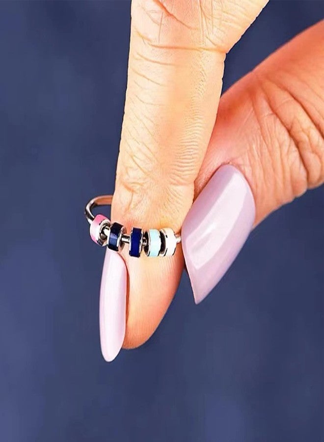 Skyfun 2 pcs Anxiety Ring Set to My Daughter Colorful Beads Spinner Adjustable FidgetJewelry Gift for Daughter Stainless Steel Anxiety Ring for Daughter with Box and Card Valentine's Day Gifts - Image 4