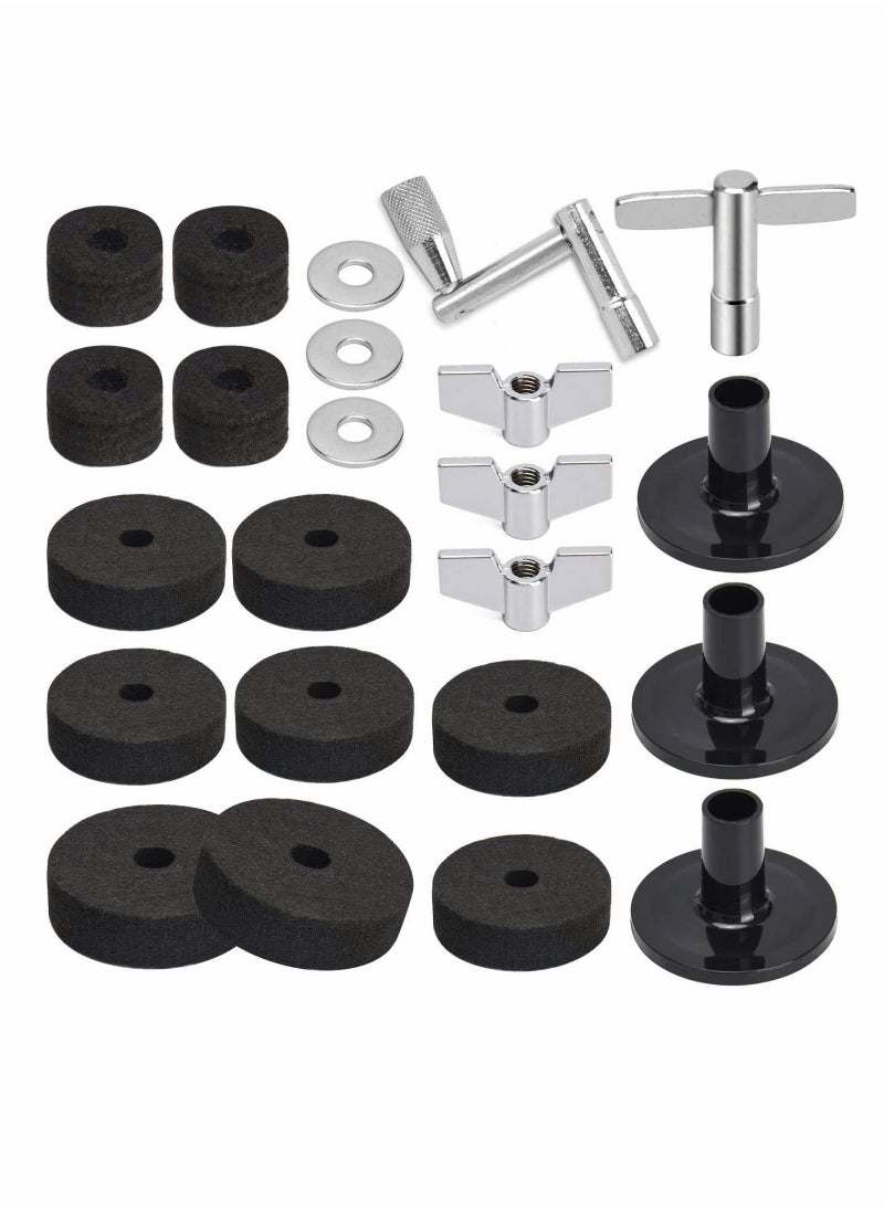 23 Pieces Cymbal Replacement Accessories Felts Hihat Clutch Felt Drum Pads Include Wing Nuts Washers Sleeves Key Black - pzsku/ZCCF643D8FD33BB7C3E28Z/45/_/1696815346/c92f84ca-f5e5-4edc-a3dd-716b61476469