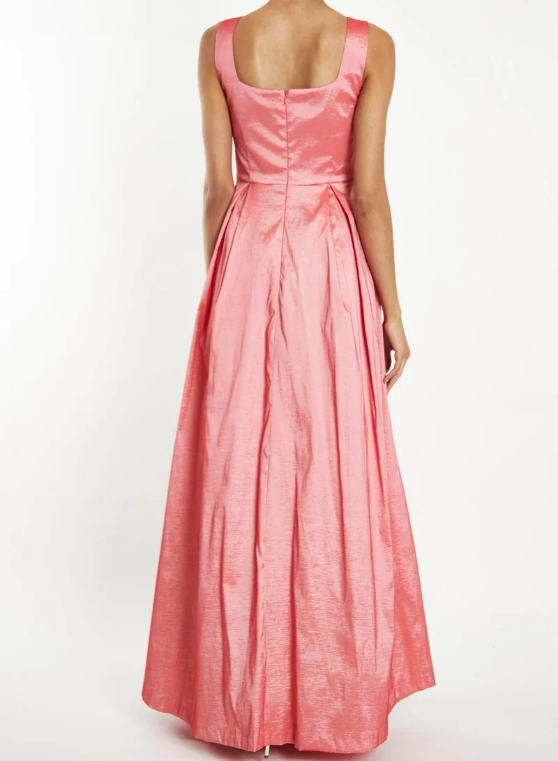 True Decadence Audrey Coral Taffeta Square Neck Sleeveless Maxi Gown