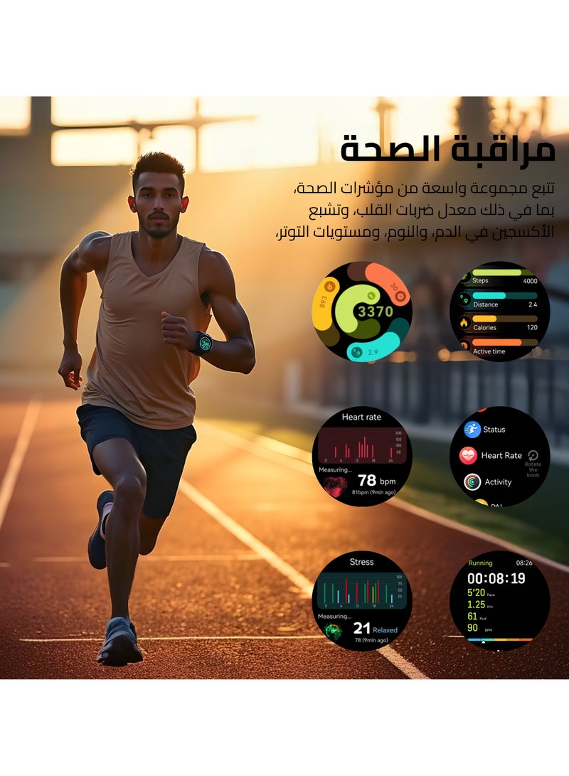 كاردو سمارت واتش X أوربيت – شاشة AMOLED بحجم 1.6 إنش – تتبع نبض القلب والنوم والأكسجين – مكالمات بلوتوث – مساعد ذكي – أكثر من 100 شكل للساعة – مقاومة للمياه IP68 – متوافقة مع Android و iOS - Image 3