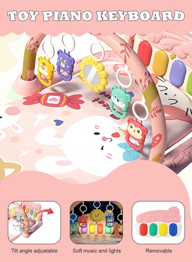 MaBaby Baby Play Mat Baby Gym,Funny Play Piano Tummy Time Baby Activity Mat with 5 Infant Sensory Baby Toys, Music and Lights Boy & Girl Gifts for Newborn Baby 0 to 3 6 9 12 Months - Image 2