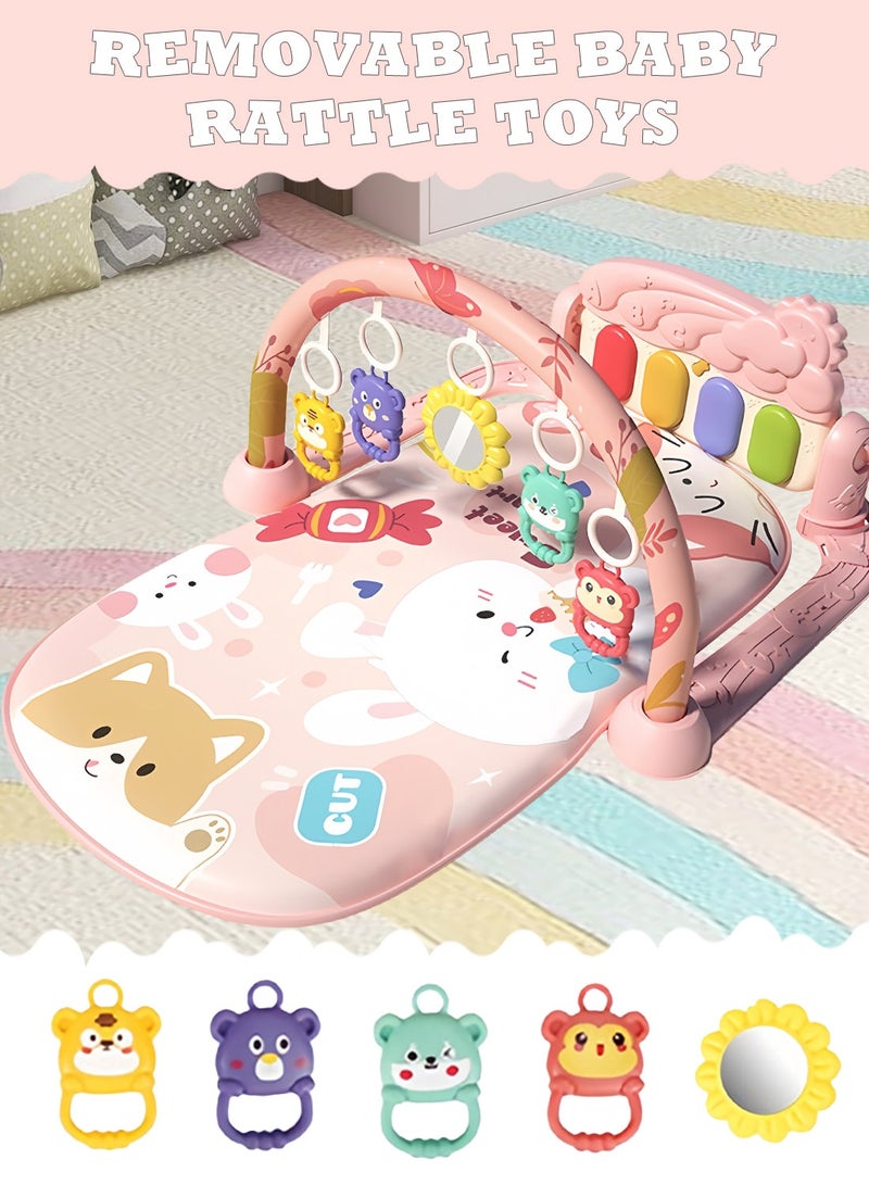 MaBaby Baby Play Mat Baby Gym,Funny Play Piano Tummy Time Baby Activity Mat with 5 Infant Sensory Baby Toys, Music and Lights Boy & Girl Gifts for Newborn Baby 0 to 3 6 9 12 Months - Image 5