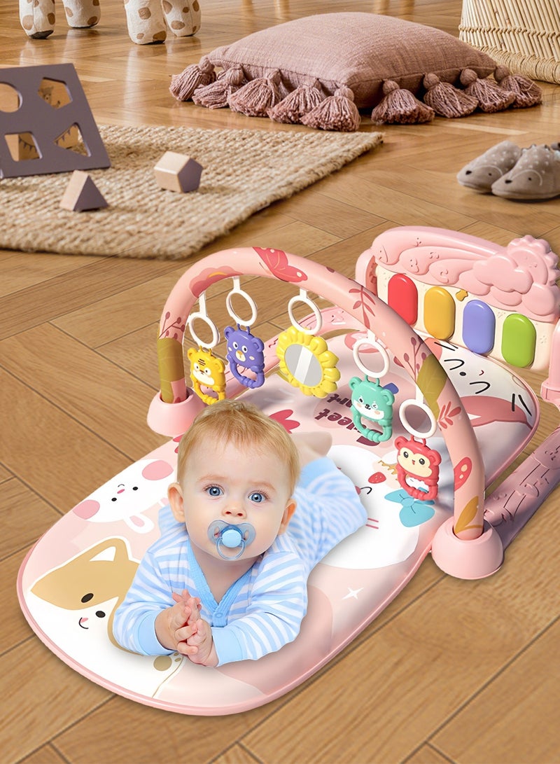 MaBaby Baby Play Mat Baby Gym,Funny Play Piano Tummy Time Baby Activity Mat with 5 Infant Sensory Baby Toys, Music and Lights Boy & Girl Gifts for Newborn Baby 0 to 3 6 9 12 Months - Image 3