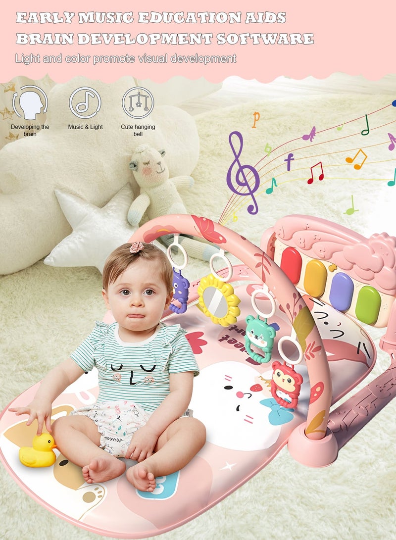 MaBaby Baby Play Mat Baby Gym,Funny Play Piano Tummy Time Baby Activity Mat with 5 Infant Sensory Baby Toys, Music and Lights Boy & Girl Gifts for Newborn Baby 0 to 3 6 9 12 Months - Image 4