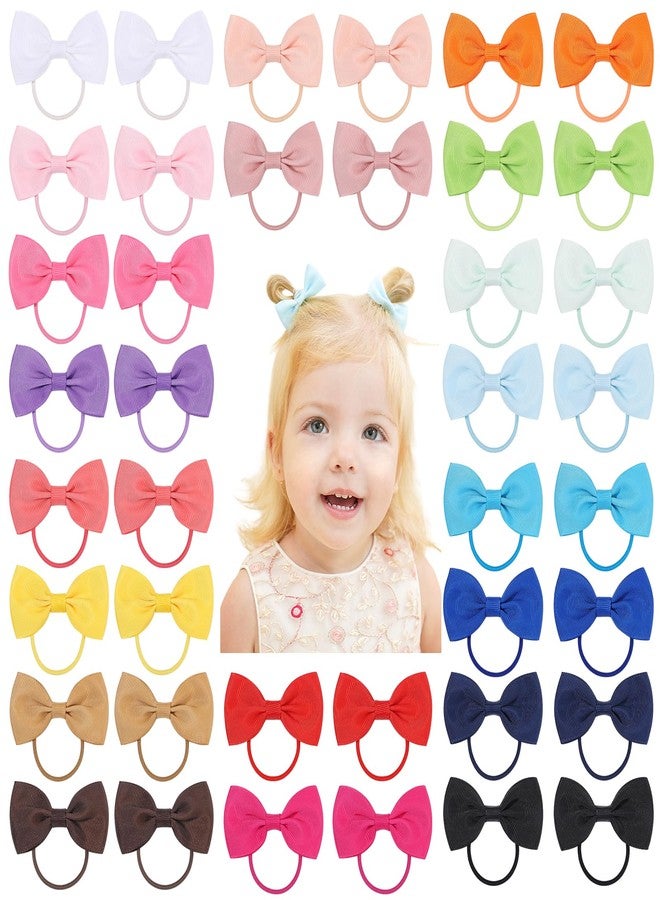 Jollybows Baby Hair Ties 40pcs 2.75" Bows Hair Ties with Rubber Bands Hair Accessories for Infants Toddlers Fine Hair - Image 1