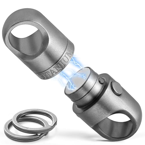 FEGVE Quick Release Keychain, Titanium Magnetic Key Holder, Detachable Magnetic Keychain with 2 * 25mm Titanium Key Rings, Safely Lock System-360 ° Rotatable - Image 1