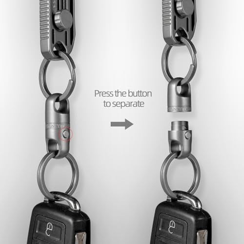 FEGVE Quick Release Keychain, Titanium Magnetic Key Holder, Detachable Magnetic Keychain with 2 * 25mm Titanium Key Rings, Safely Lock System-360 ° Rotatable - Image 2