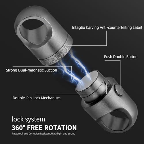 FEGVE Quick Release Keychain, Titanium Magnetic Key Holder, Detachable Magnetic Keychain with 2 * 25mm Titanium Key Rings, Safely Lock System-360 ° Rotatable - Image 5