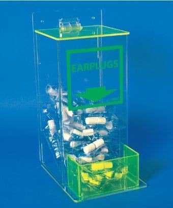 NMC AEP4 Compact Earplug Dispenser with Cover 6 in x 13 in x 8 in Small Clear Acrylic Holder with Front Pocket