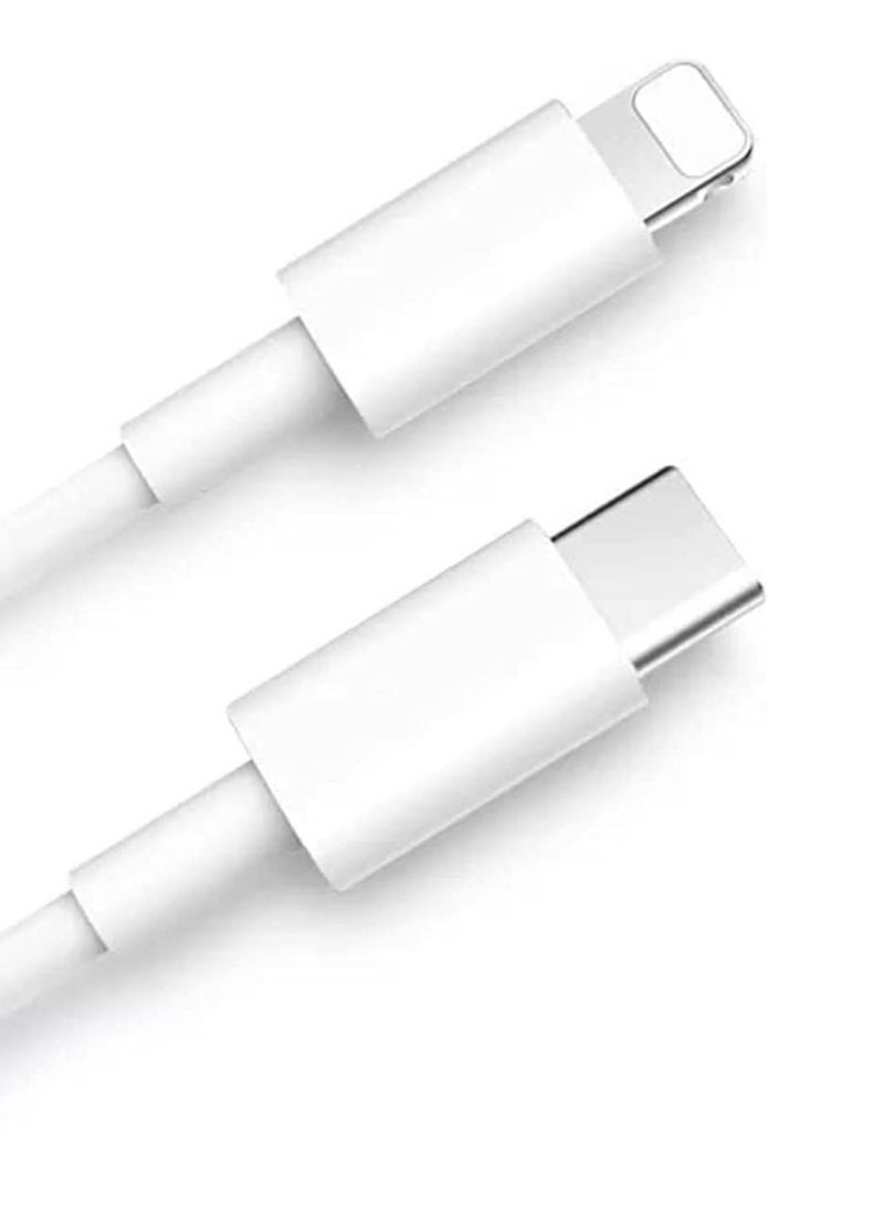 USB-C to Lightning Cable: 20W Fast Charging, MFi Certified, 1M Length, Compatible with iPhone 13 Pro Max, 12, 11 Pro, X, XS, XR, 8 Plus, AirPods Pro, White - Image 1