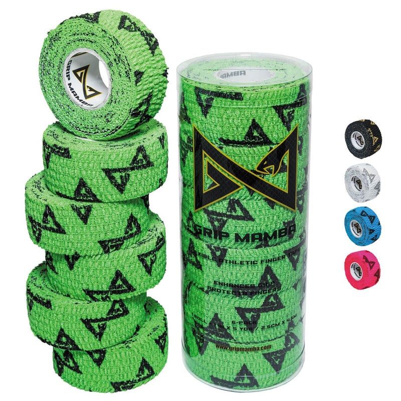 شريط أصابع رياضي مرن GRIP MAMBA 1Wide مع لاصق متميز يحمي اليد والإبهام والأصابع يعزز القبضة غلاف بثور للرياضات الجولف التنس كرة السلة بيكل بول أخضر 3 لفات