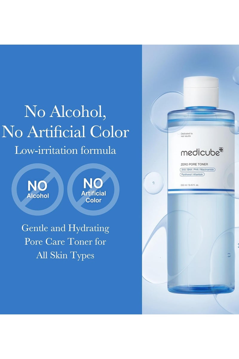Medicube Zero Pore Toner 250ml, Exfoliating & Hydrating Toner with AHA BHA PHA Niacinamide & Panthenol, Pore Tightening Face Toner for Oily Acne Prone Skin, Controls Sebum & Refines Texture - Image 5