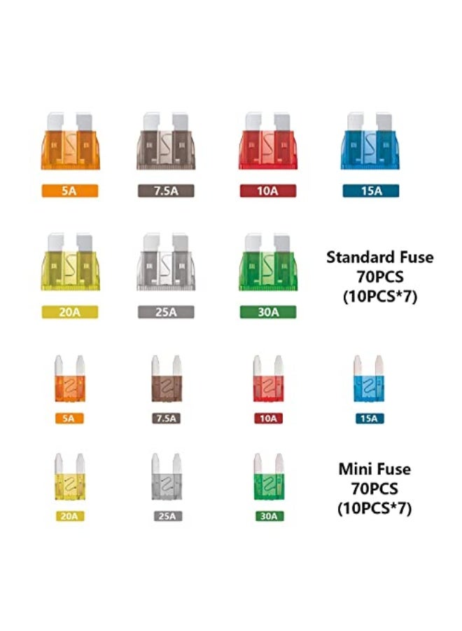 Generic 140 Pcs Automotive Fuse Assortment Kit - Standard ATO & Mini ATM Blade Fuses for Car, Truck, Boat, Marine, RV, Camper (5A 7.5A 10A 15A 20A 25A 30A AMP) - Fuse Box Replacement & Repair  - Image 3