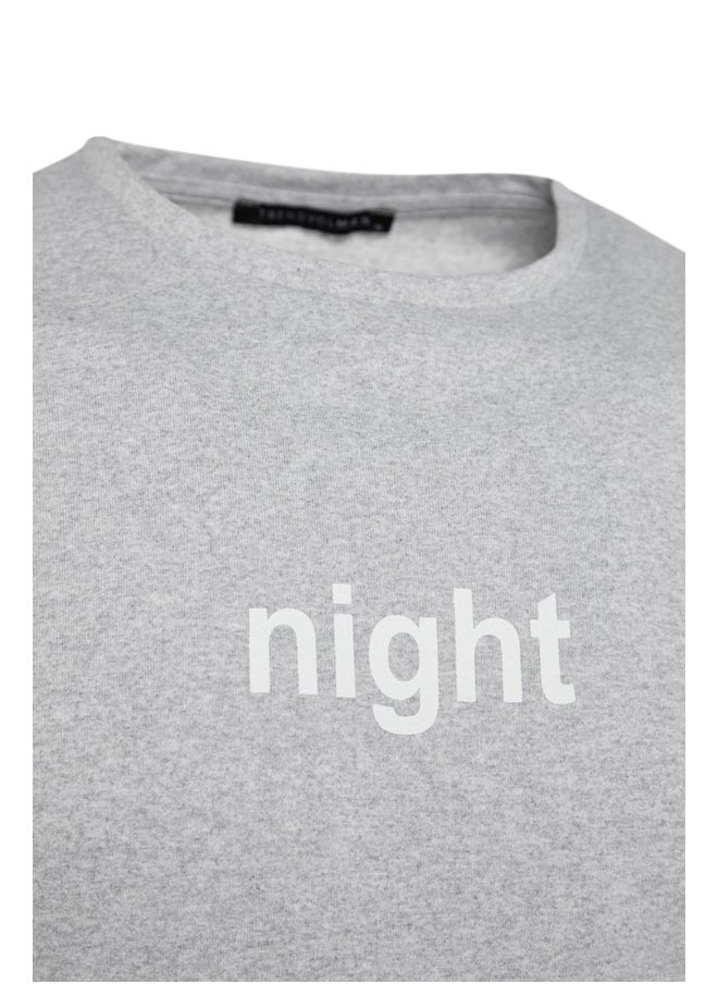 trendyol - Gray Men's Printed Knitted Pajamas Set - Image 1