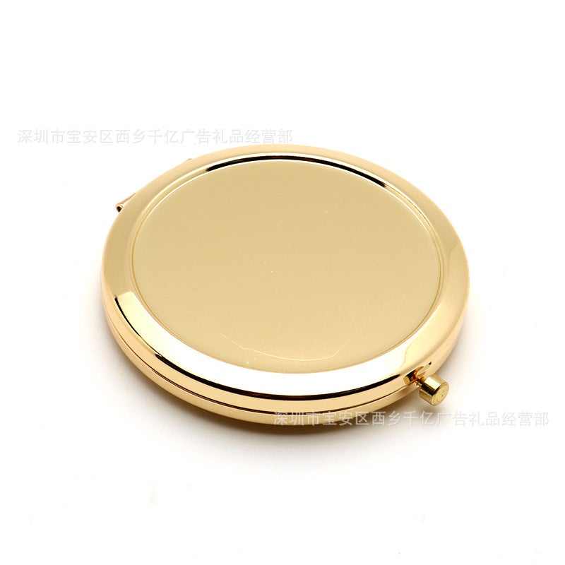 Gold Metal Double-Sided Folding Cosmetic Mirror Solid Mirror Bottom Round Diy Cream Embroidered Flower Mirror Holder - Image 2