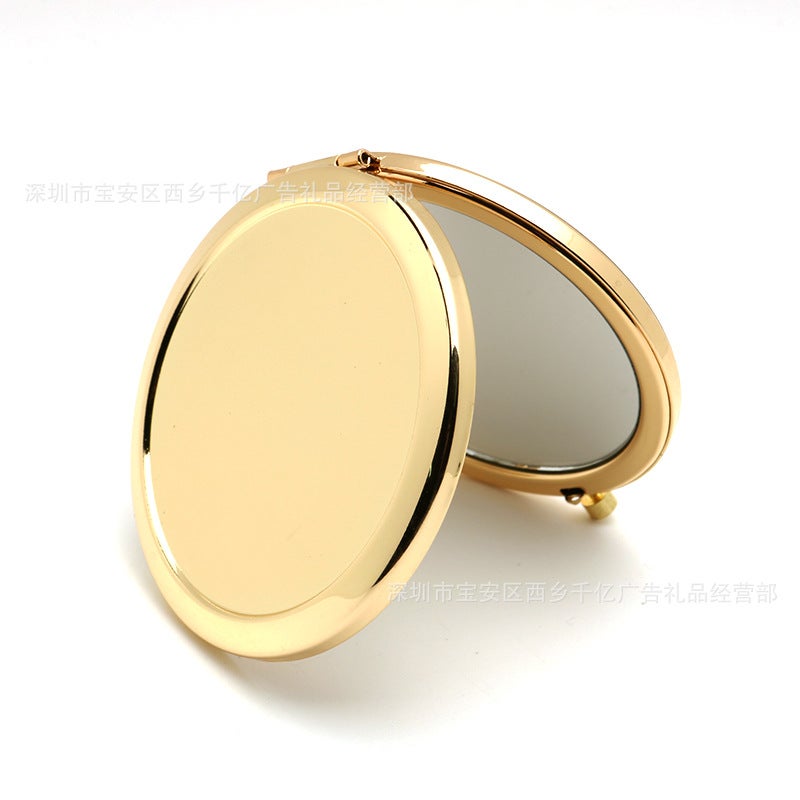 Gold Metal Double-Sided Folding Cosmetic Mirror Solid Mirror Bottom Round Diy Cream Embroidered Flower Mirror Holder - Image 3