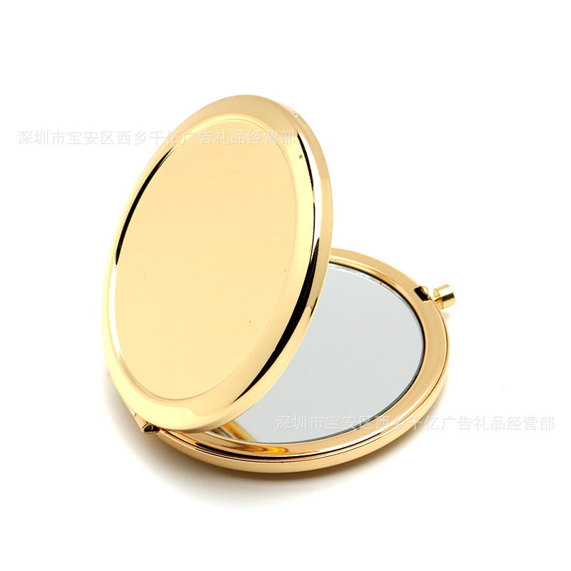 Gold Metal Double-Sided Folding Cosmetic Mirror Solid Mirror Bottom Round Diy Cream Embroidered Flower Mirror Holder - Image 1