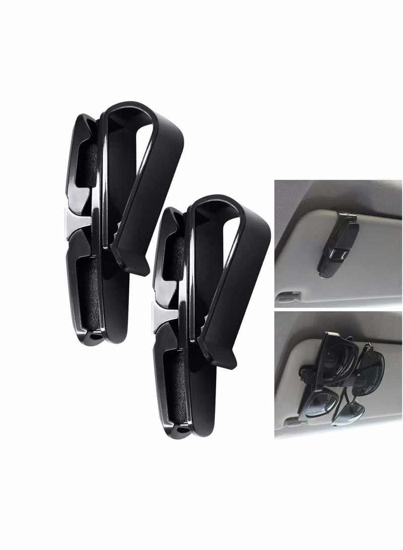 Hanger Eyeglasses Mount 180 Degree Rotational Ticket Card Clip Double-Ends Carbon Fiber Silver 2 Pcs Car Glasses Holder Sunglasses Sun Visor - Image 3