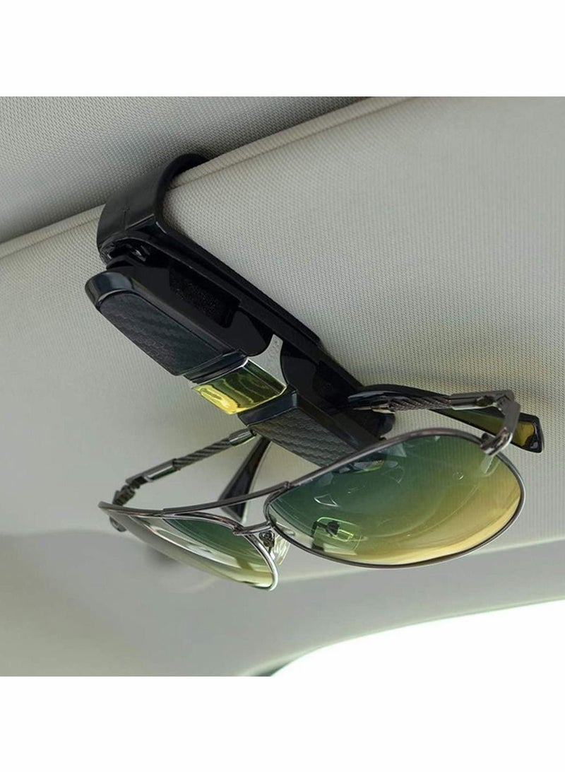 Hanger Eyeglasses Mount 180 Degree Rotational Ticket Card Clip Double-Ends Carbon Fiber Silver 2 Pcs Car Glasses Holder Sunglasses Sun Visor - Image 2