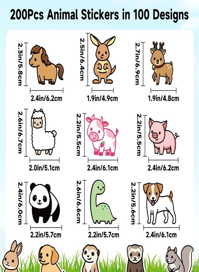 Anwyll 200Pcs Animal Stickers for Kid - Cute Animal Water Bottle Stickers Waterproof Vinyl Animals Sticker Self Adhesive Pet Reward Sticker for Baby Teacher Classroom Back to School Sufari Party Decor - Image 2