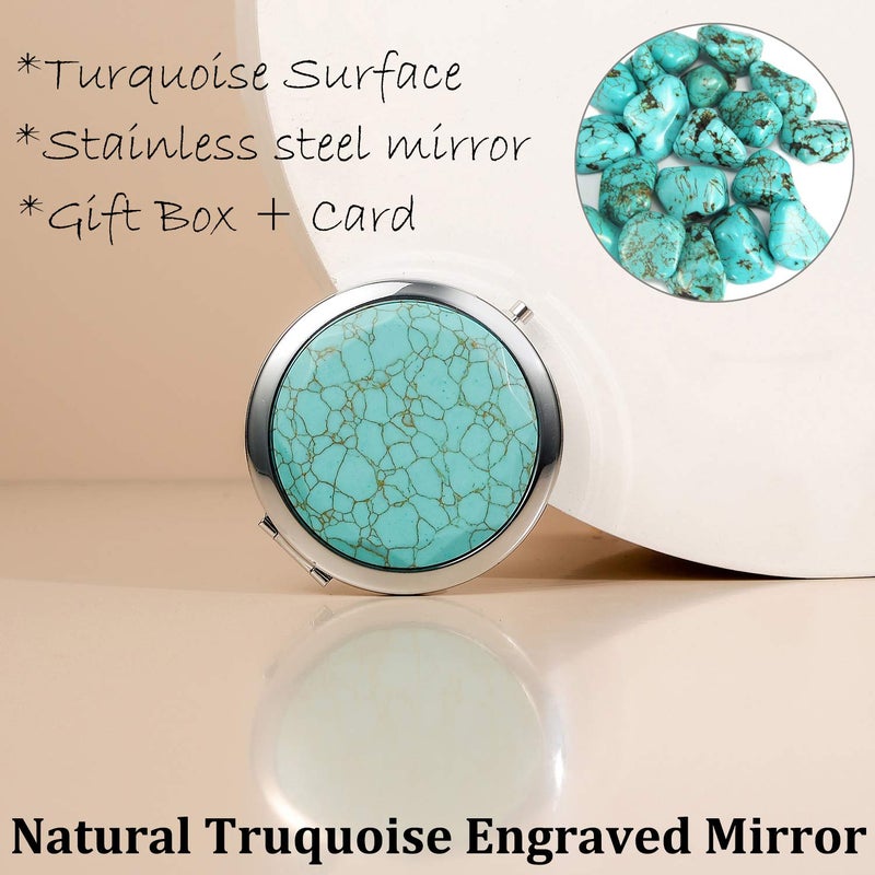 sedmart Daughter Gifts From Mom And Dad Sweet Birthday Gift For Daughter Teen Girls Keepsake Unique Engraved Natural Turquoise Compact Mirror - Image 4