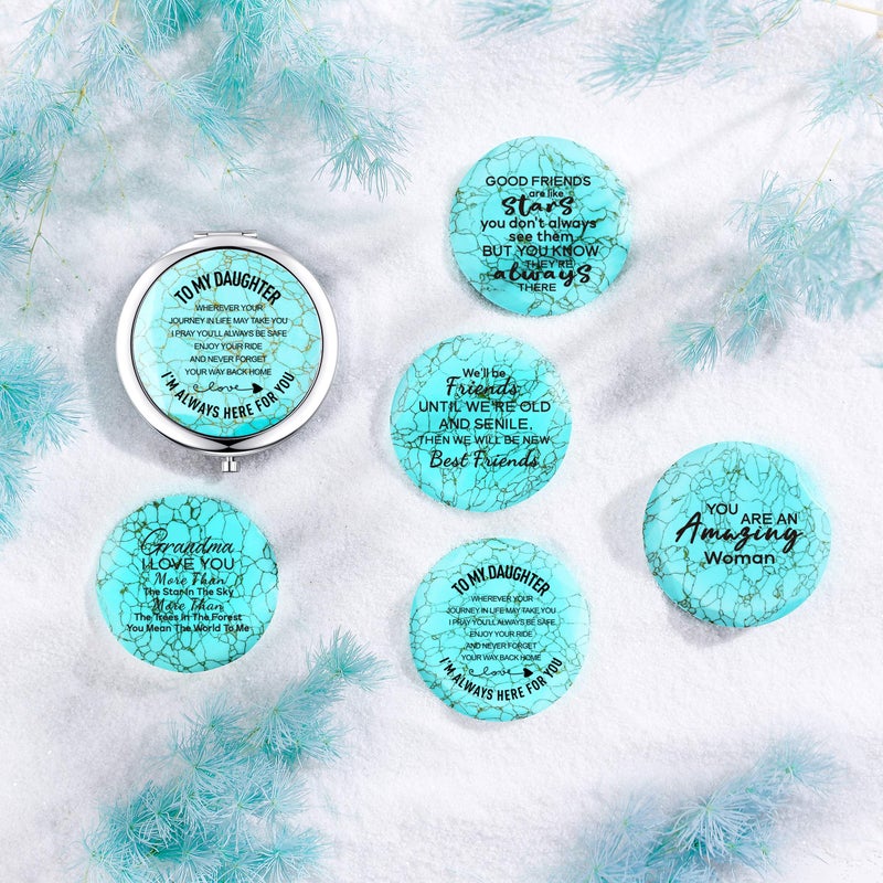 sedmart Daughter Gifts From Mom And Dad Sweet Birthday Gift For Daughter Teen Girls Keepsake Unique Engraved Natural Turquoise Compact Mirror - Image 3