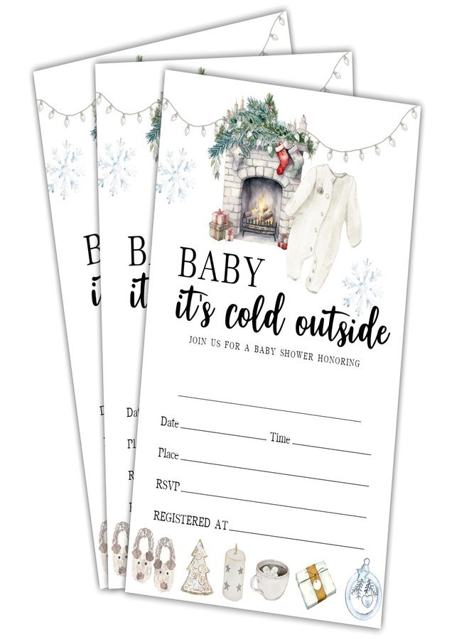 NYCTUG It's Cold Outside Baby Shower Invitations - 25 Winter Holiday Invites With Envelopes For Gender Reveal, Baby Announcement, New Born Baby Party Favor & Supplies - B04 - Image 1