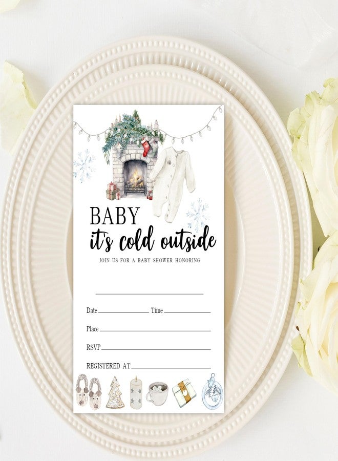 NYCTUG It's Cold Outside Baby Shower Invitations - 25 Winter Holiday Invites With Envelopes For Gender Reveal, Baby Announcement, New Born Baby Party Favor & Supplies - B04 - Image 3