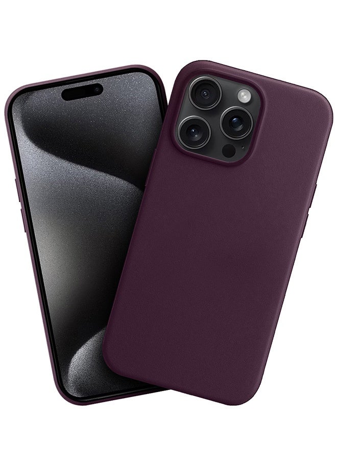 CATANES iPhone 15 Pro Max Leather Case Compatible with Magsafe Anti-Scratch Leather Case Shockproof Drop Proof Protective Slim Case Purple - Image 1