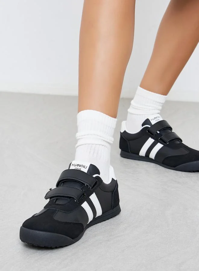 Styli Styli Women Black Sneakers with Hook and Loop