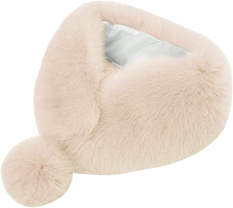 woobles Warm Plush Scarf  Fox Fur Collar Faux Fur Scarf Winter Thick Fur Collar Scarf Ribbon Ball Fur Collar for Matching Overcoat Sweater Jacket Holiday Gift Girl Warm Scarf - Image 1